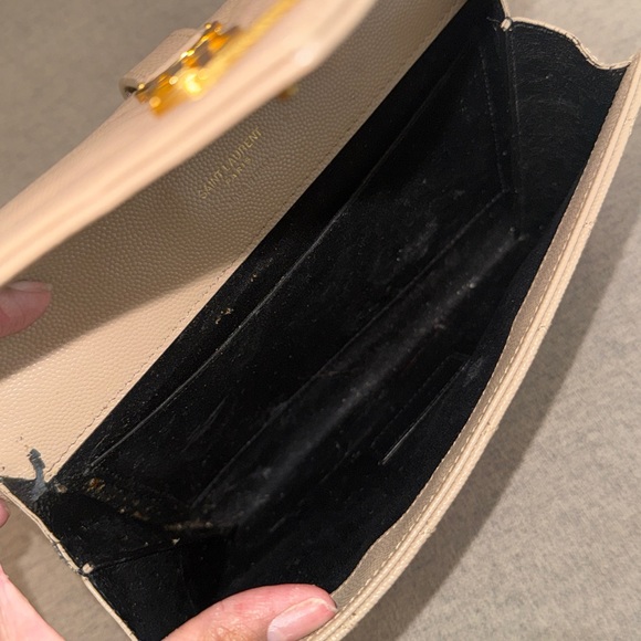 Yves Saint Laurent Tan Chevron Clutch - Picture 7 of 8